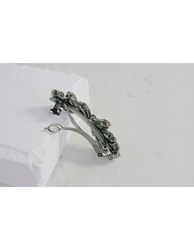 Klamra francuska KWIAT GRAFITOWE KRYSZTAŁKI...