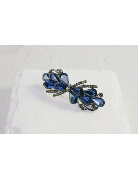 Klamra francuska KWIAT GRANATOWE KRYSZTAŁKI Lolita Accessories