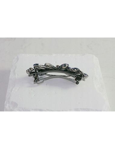 Klamra francuska KWIAT GRANATOWE KRYSZTAŁKI...