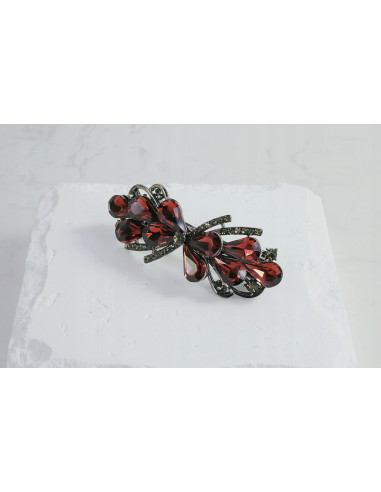 Klamra francuska KWIAT BURGUNDOWE KRYSZTAŁKI...