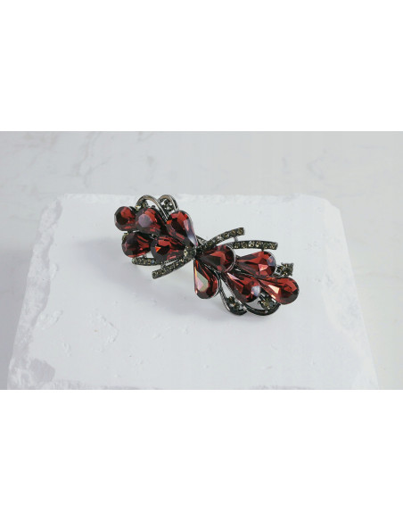 Klamra francuska KWIAT BURGUNDOWE KRYSZTAŁKI Lolita Accessories