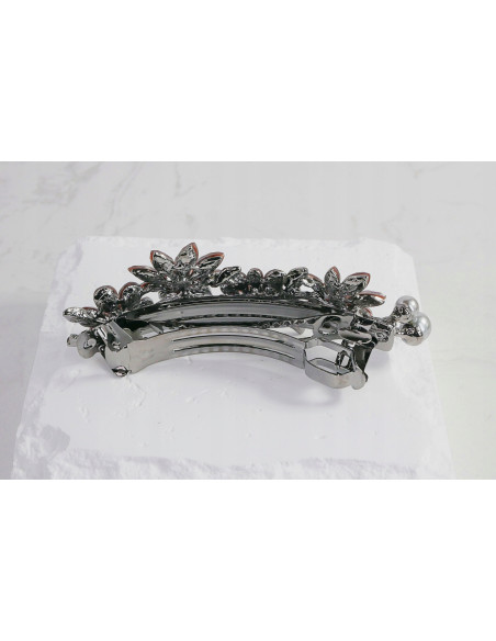 Klamra francuska 4 KWIATKI GRAFITOWE KRYSZTAŁKI Lolita Accessories