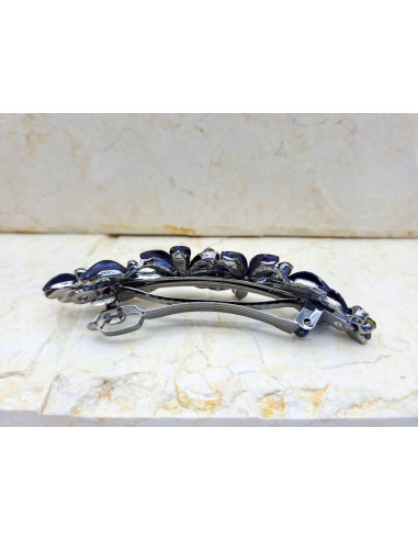 Klamra francuska 2 KWIATKI I LISTKI FIOLETOWE...