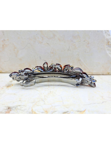 Klamra francuska 2 KWIATKI I LISTKI BURGUND...