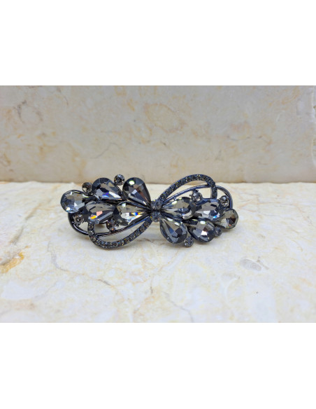 Klamra francuska KWIAT GRAFITOWE KRYSZTAŁKI Lolita Accessories