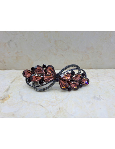 Klamra francuska KWIAT BURGUNDOWE KRYSZTAŁKI...