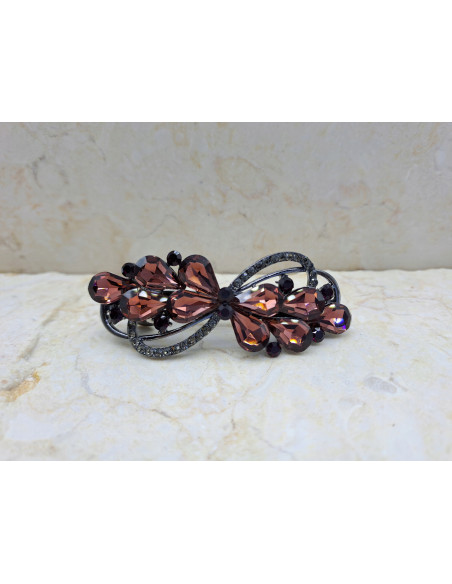 Klamra francuska KWIAT BURGUNDOWE KRYSZTAŁKI Lolita Accessories