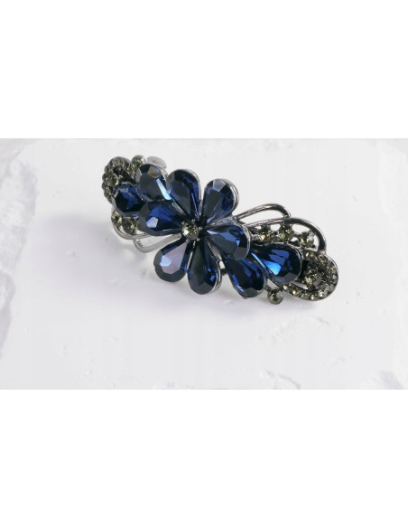 Klamra francuska KWIAT GRANATOWE KRYSZTAŁKI Z CYRKONIA Lolita Accessories