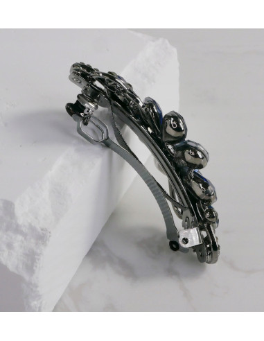 Klamra francuska KWIAT GRANATOWE KRYSZTAŁKI Z...