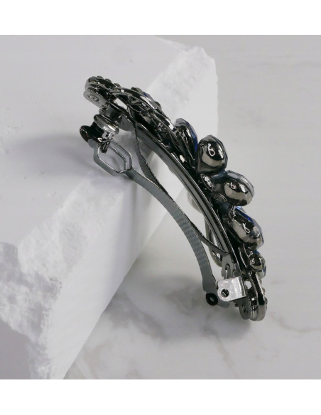 Klamra francuska KWIAT GRANATOWE KRYSZTAŁKI Z CYRKONIA Lolita Accessories