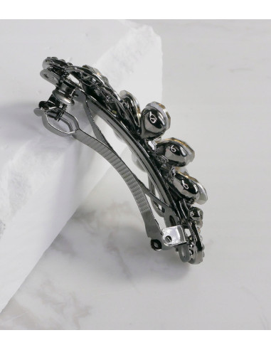 Klamra francuska KWIAT GRAFITOWE KRYSZTAŁKI Z...