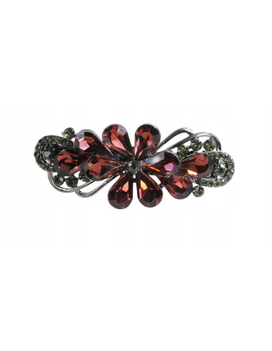 Klamra francuska KWIAT BURGUNDOWE KRYSZTAŁKI Z CYRKONIA Lolita Accessories