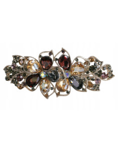 Klamra francuska ZŁOTE KWIATY WIELOKOLOROWE KRYSZTAŁKI...
