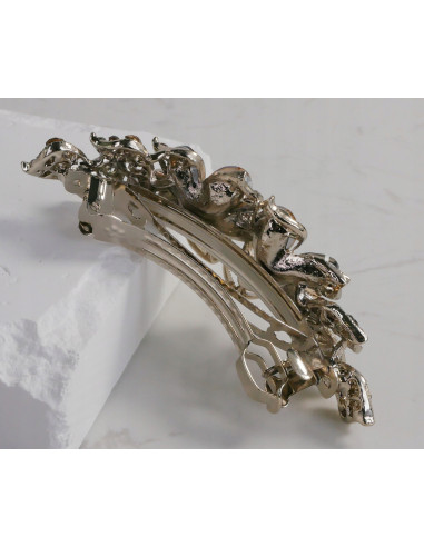 Klamra francuska ZŁOTE KWIATY WIELOKOLOROWE...