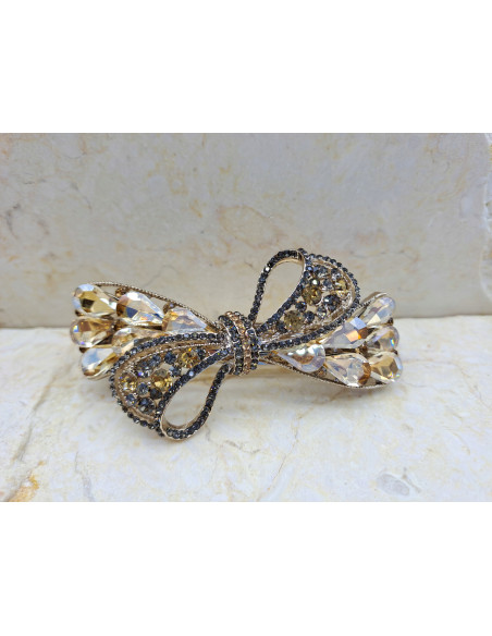 Klamra francuska ZŁOTA KOKARDA MIODOWA KRYSZTAŁKI Lolita Accessories