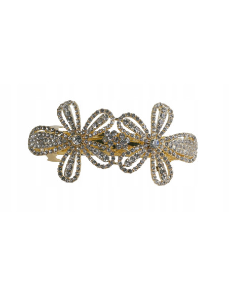Klamra francuska 2 ZŁOTE KWIATY WYSADZANE KRYSZTAŁAMI Lolita Accessories