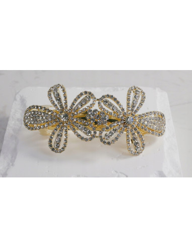 Klamra francuska 2 ZŁOTE KWIATY WYSADZANE...