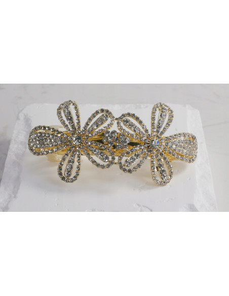 Klamra francuska 2 ZŁOTE KWIATY WYSADZANE KRYSZTAŁAMI Lolita Accessories
