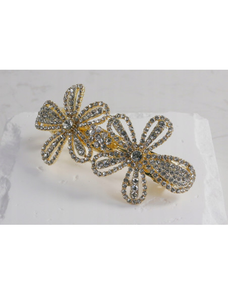 Klamra francuska 2 ZŁOTE KWIATY WYSADZANE KRYSZTAŁAMI Lolita Accessories