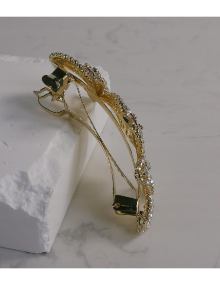 Klamra francuska 2 ZŁOTE KWIATY WYSADZANE KRYSZTAŁAMI Lolita Accessories