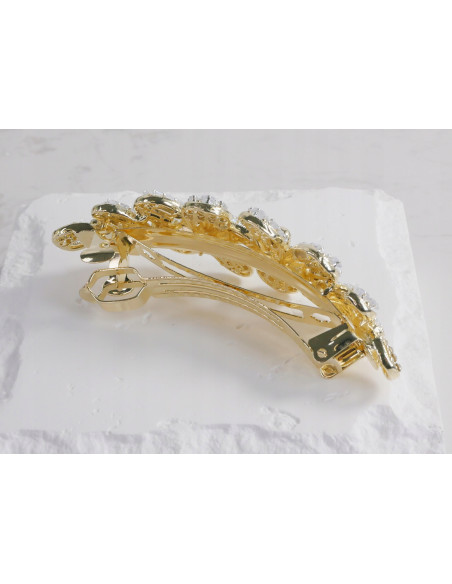 Klamra francuska 2 ZŁOTE KWIATY Z KRYSZTAŁAMI Lolita Accessories