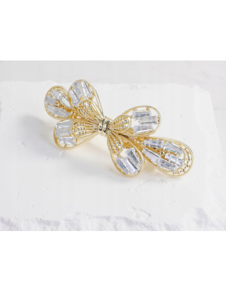 Klamra francuska ZŁOTA KOKARDA Z KRYSZTAŁAMI Lolita Accessories