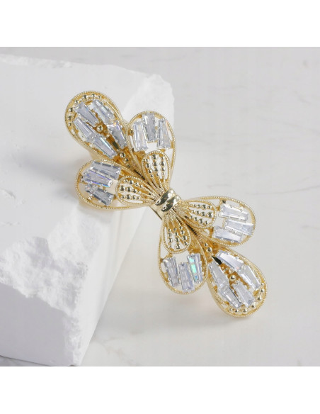 Klamra francuska ZŁOTA KOKARDA Z KRYSZTAŁAMI Lolita Accessories