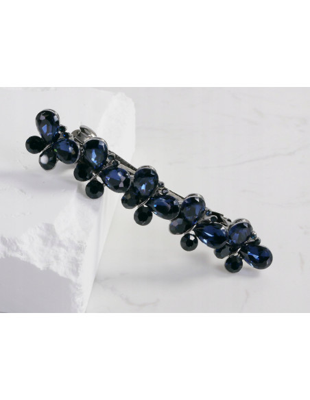 Klamra Francuska do włosów 5 MOTYLI GRANATOWE KRYSZTAŁKI Lolita Accessories
