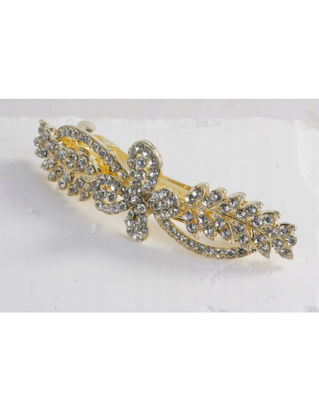Klamra francuska ZŁOTY MOTYL I GAŁĄZKI Z KRYSZTAŁKAMI Lolita Accessories
