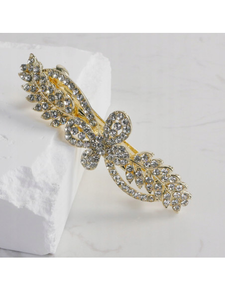 Klamra francuska ZŁOTY MOTYL I GAŁĄZKI Z KRYSZTAŁKAMI Lolita Accessories