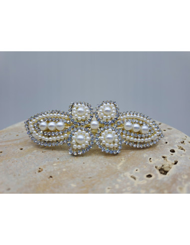 Klamra francuska ZŁOTA PERŁY I KRYSZTAŁKI...