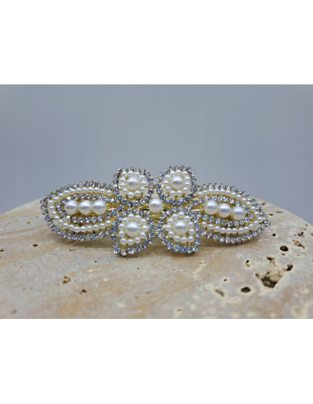 Klamra francuska ZŁOTA PERŁY I KRYSZTAŁKI Lolita Accessories