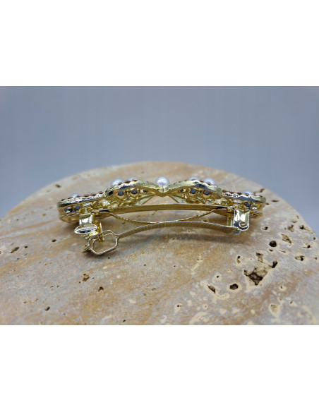 Klamra francuska ZŁOTY MOTYL Z PERŁAMI I KRYSZTAŁKAMI Lolita Accessories