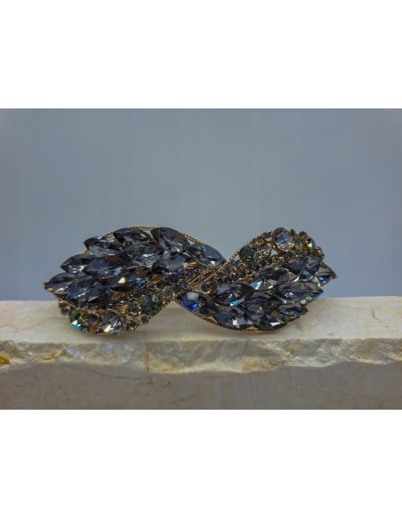 Klamra francuska GRAFIT KRYSZTAŁKI W KSZTAŁCIE SKRZYDEŁ Lolita Accessories