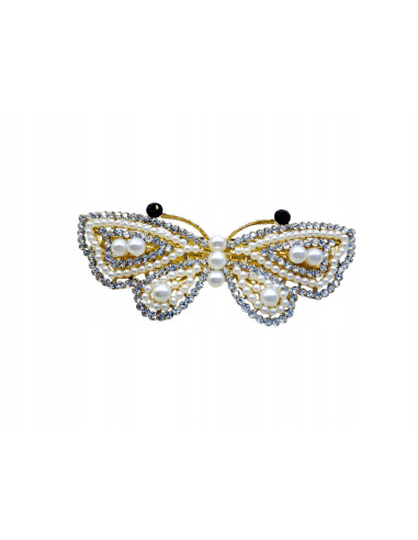 Klamra francuska MOTYL WYSADZANY KRYSZTAŁKAMI Z PERŁAMI Lolita Accessories