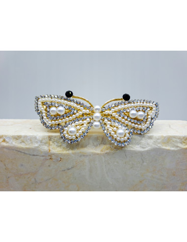 Klamra francuska MOTYL WYSADZANY KRYSZTAŁKAMI Z...