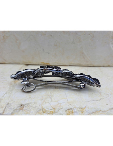 Klamra francuska 4 LISTKI GRAFITOWE KRYSZTAŁKI...