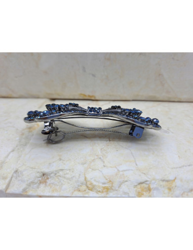 Klamra francuska MOTYL GRANATOWY KRYSZTAŁKI...