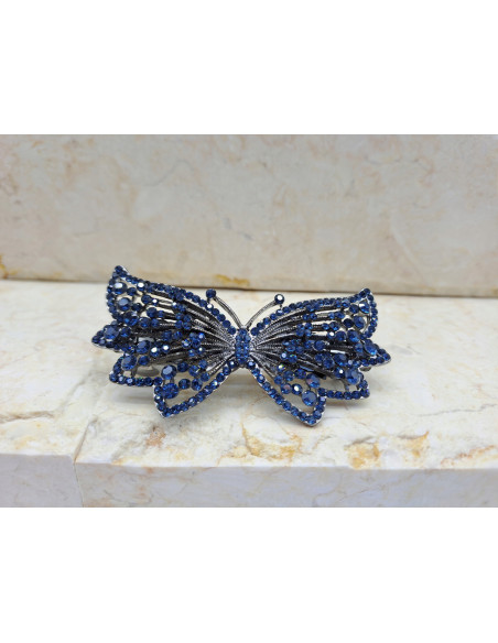Klamra francuska MOTYL GRANATOWY KRYSZTAŁKI Lolita Accessories