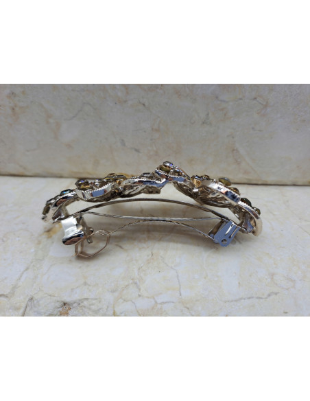 Klamra francuska DWA MIODOWE KWIATY Z KRYSZTAŁKAMI Lolita Accessories