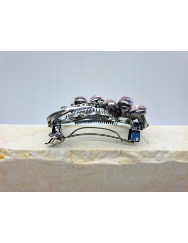 Klamra francuska OKRĄG DWA RÓŻOWE KWIATY Lolita...