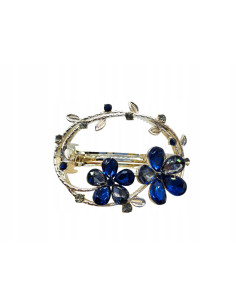 Klamra francuska OKRĄG DWA GRANATOWE KWIATY Lolita...