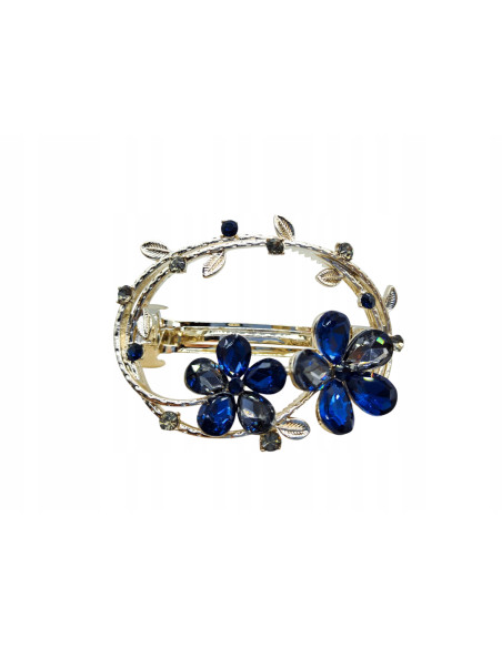 Klamra francuska OKRĄG DWA GRANATOWE KWIATY Lolita Accessories