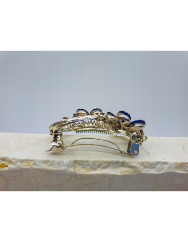 Klamra francuska OKRĄG DWA GRANATOWE KWIATY...