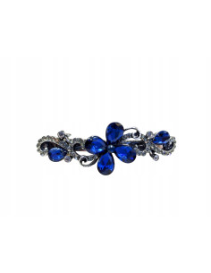 Klamra francuska MOTYW KWIATOWY GRANATOWY KWIAT CRYSTAL...