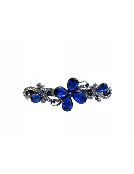 Klamra francuska MOTYW KWIATOWY GRANATOWY KWIAT CRYSTAL Lolita Accessories