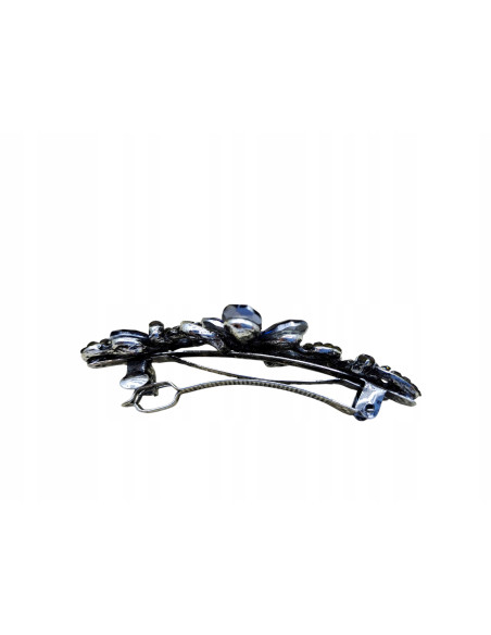 Klamra francuska MOTYW KWIATOWY GRANATOWY KWIAT CRYSTAL Lolita Accessories