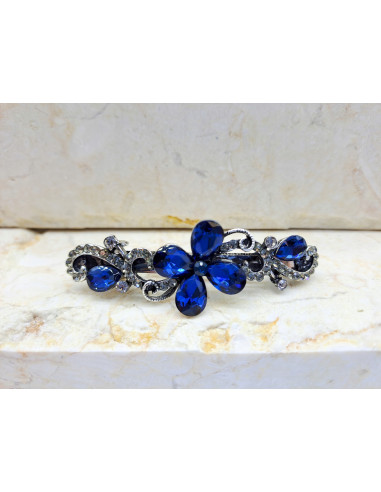 Klamra francuska MOTYW KWIATOWY GRANATOWY KWIAT...