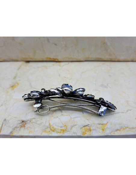 Klamra francuska MOTYW KWIATOWY GRANATOWY KWIAT CRYSTAL Lolita Accessories