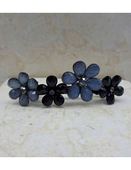 Klamra francuska 4 GRAFITOWE KWIATKI Lolita Accessories